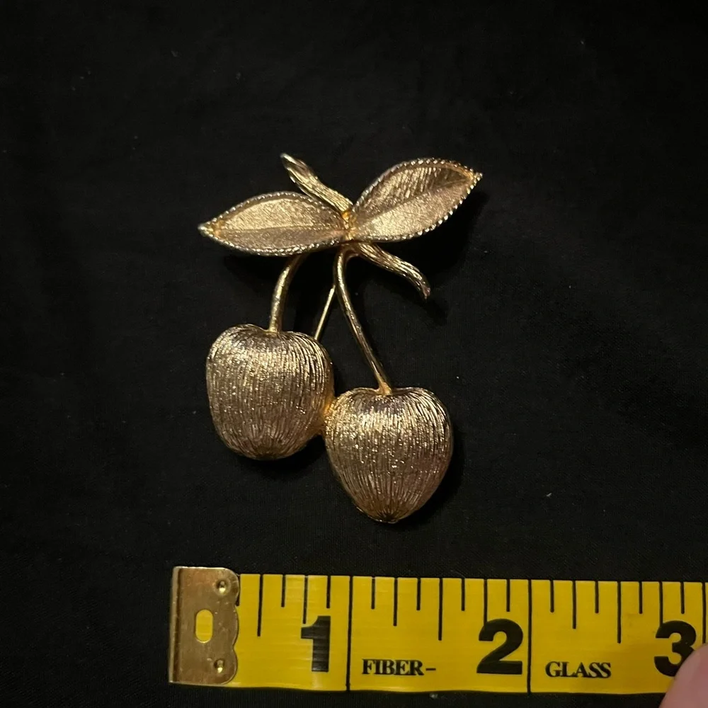 Vintage Sarah Coventry Gold-Tone Cherry Pin